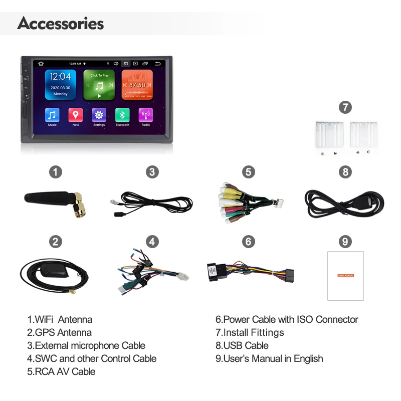 Автомагнитола Eunavi 2 + 32 ГБ 7 дюймов GPS Android 10 |