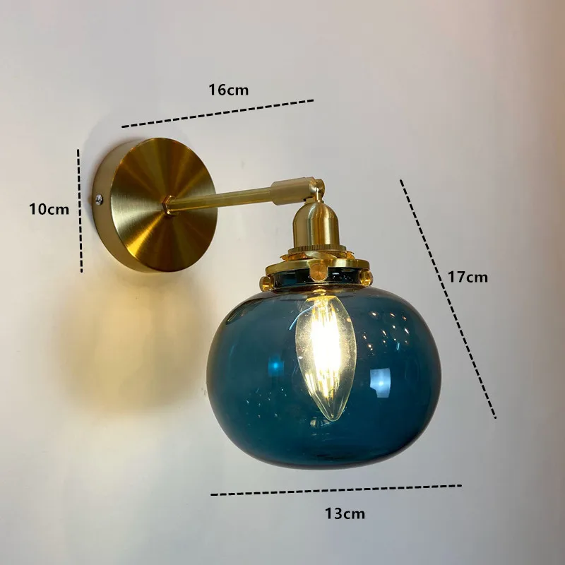 Настенный ретро-светильник из латуни и стекла в японском стиле скандинавский