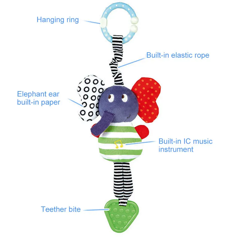Симпатичная Музыкальная погремушка-Слон погремушка игрушка для безопасности