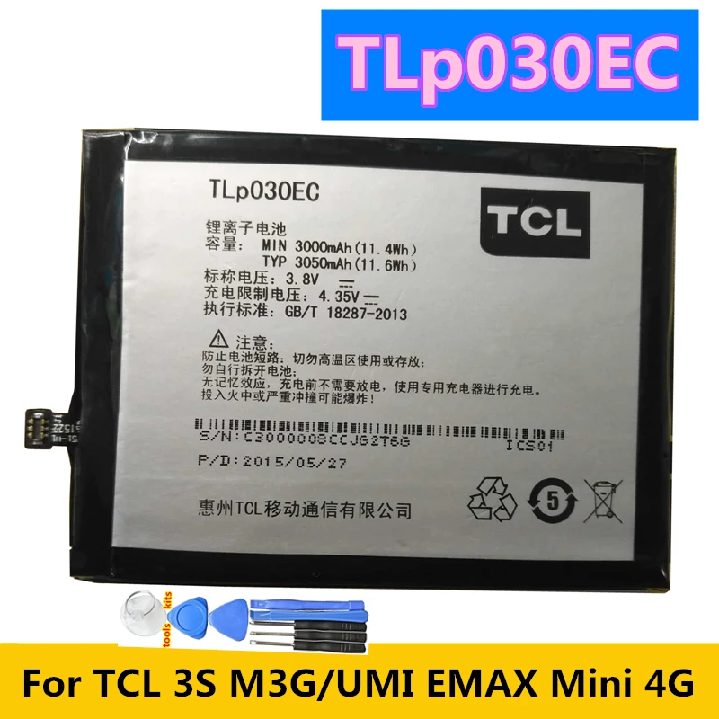 Аккумулятор TLP030EC 3050 мАч для TCL 3S M3G / UMI EMAX Mini 4G LTE Snapdragon 615 Octa Core 5 0 &quotFHD 1920x батареи