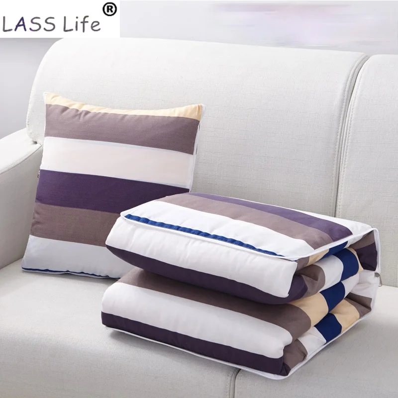 Korean Style  2 In 1 Cartoon Creative Foldable Quilt Pillow Summer Soft Air Conditioning Blanket Sofa Car Back Cushion Pillows