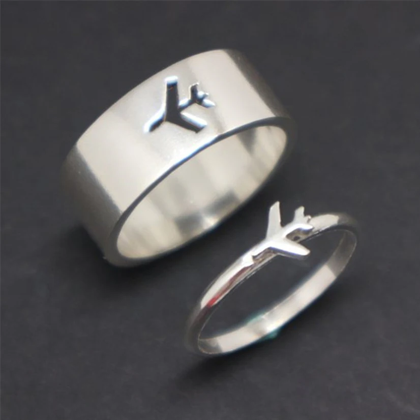 

Trendy Couple Ring Set Airplane Butterfly Index Finger Ring Wedding Lightning Heart Women Men Lovers Engagement Jewelry