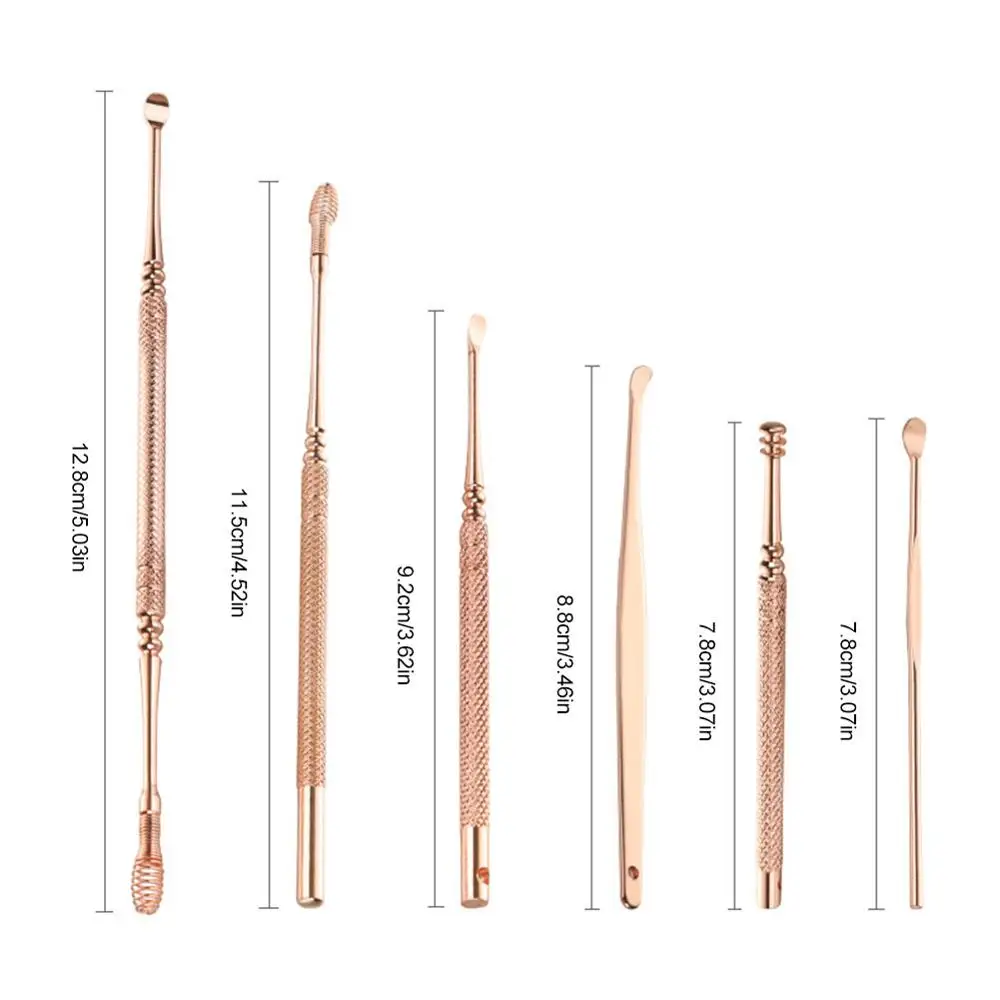 6 шт./компл. Ушная палочка Наборы ватный тампон Нержавеющая сталь уха Палочки