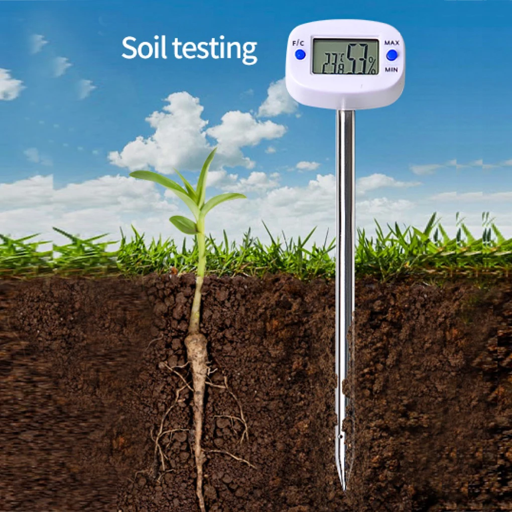 

2 Pieces Digital Soil Hygrometer Moisture Meter Temperature Humidity Tester with Probe for Gardening Farming