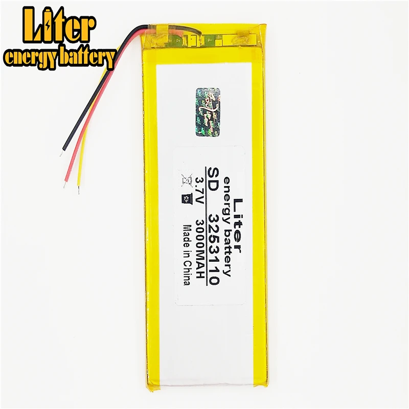 

li-po 1pcs 3.7V 3000mAh Rechargeable li-po lymer Li-ion Battery 3253110 3-Wire