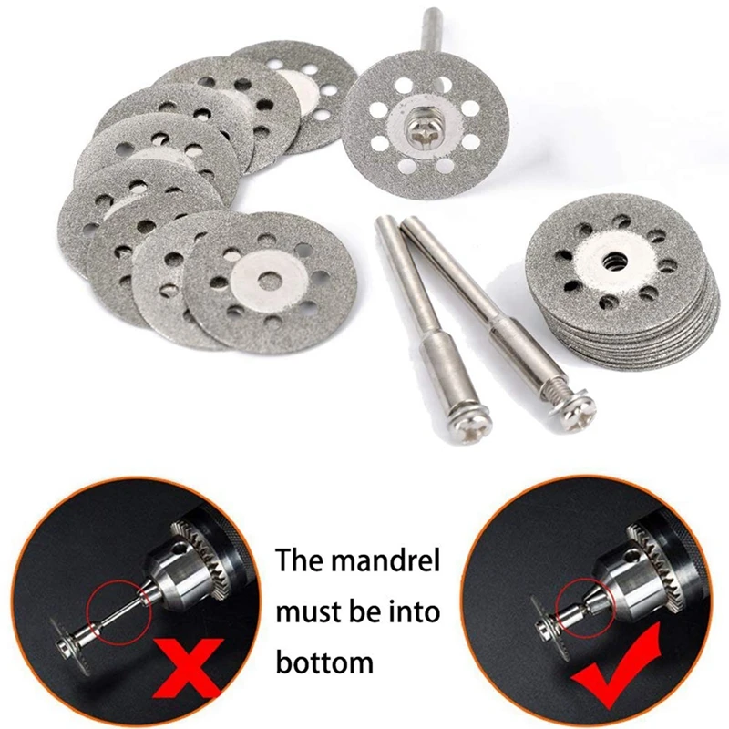 

1 Set 22mm Diamond Cutting Wheel Off Discs with 4Pcs 3mm Mandrel & 1 Set 1 Inch Abrasive Wheel Buffing Wheel Set