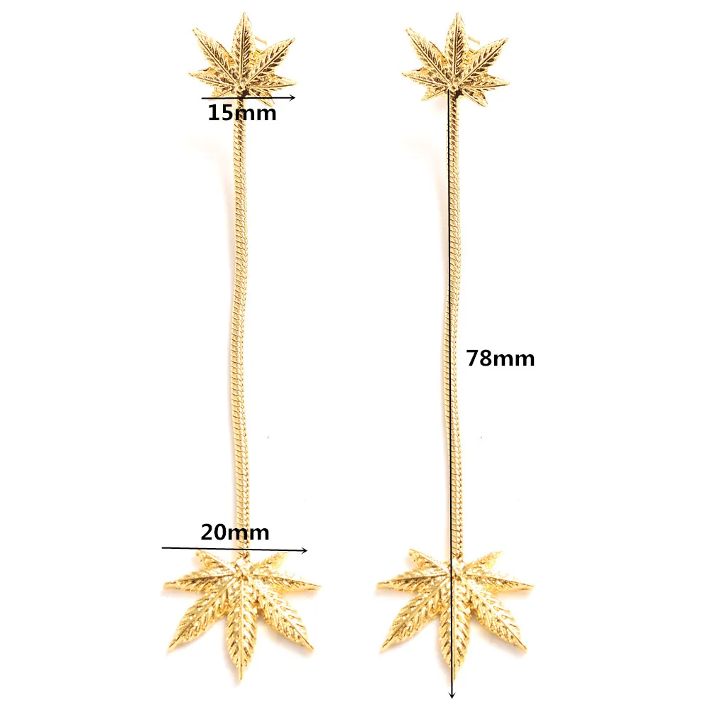 

Gold Color Hemp Leaf Tassel Nicely Earrings Ethiopian Dubai African Jewelry Christmas Wedding Gift