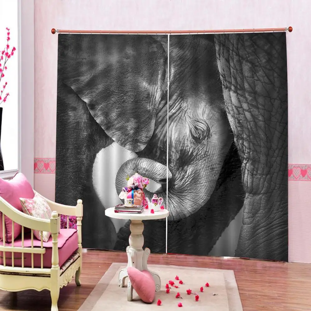 

Elephant 3D Curtains Photo For Living Room Bedroom Home Decoration Customize Blackout Curtains Window