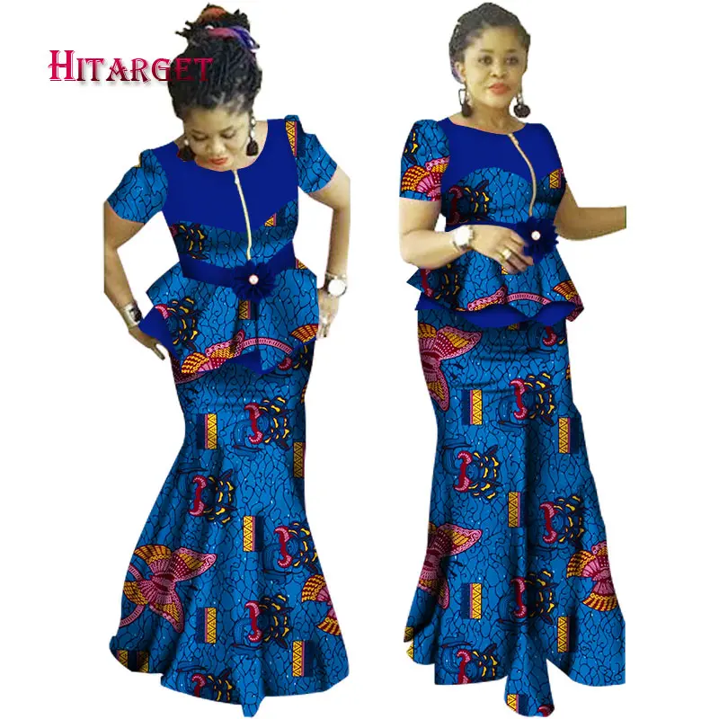 Женский Африканский костюм с юбкой и оборками комплект из 2 предметов в стиле