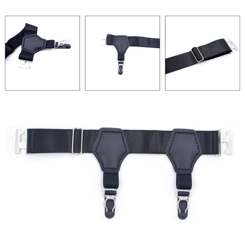 

1 Pair Men Women Black Socks Suspenders with Double Calabash Buckle Elastic Adjustable Non-Slip Stockings Garters Belt