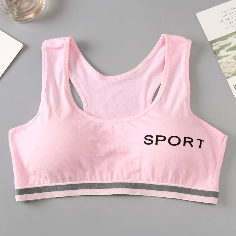 Натуральный хлопок Девичья спортивный бюстгальтер для девочек нижнее белье с