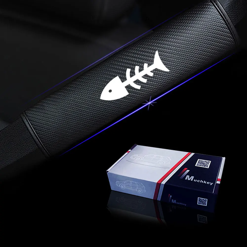 

2pcs PU Car Seat belt shoulder Pads Car Seat Belt Cover Fish Bones Fish Thorn Cute style Reflective For Car Universal
