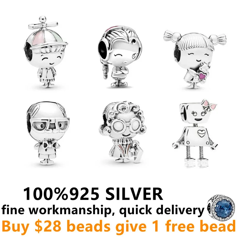 

2021new hot sale Free Delivery 925 Sterling Silver Little Boy Glasses girl Suitable for Bracelet Women gifts
