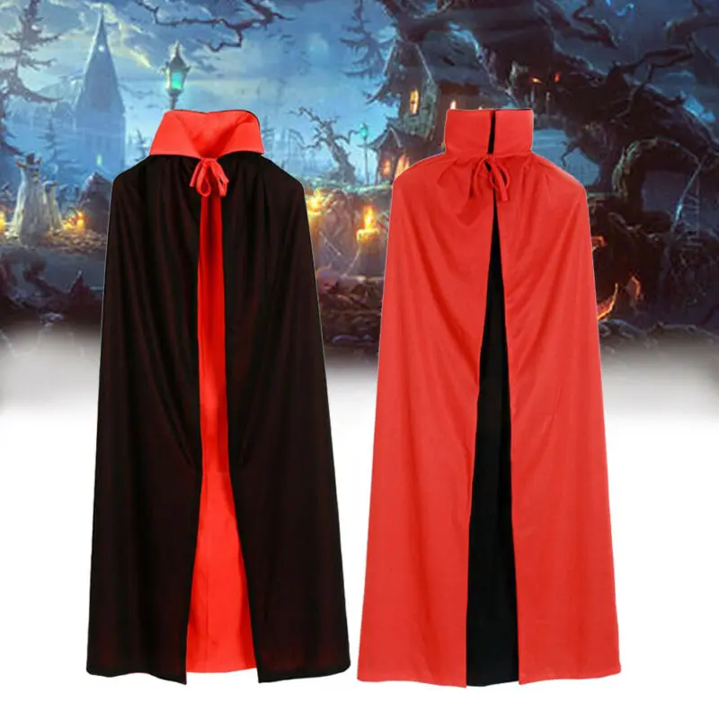 

Unisex Adult Men Women Hooded Cape Long Cloak Black Halloween Costume Dress Coat
