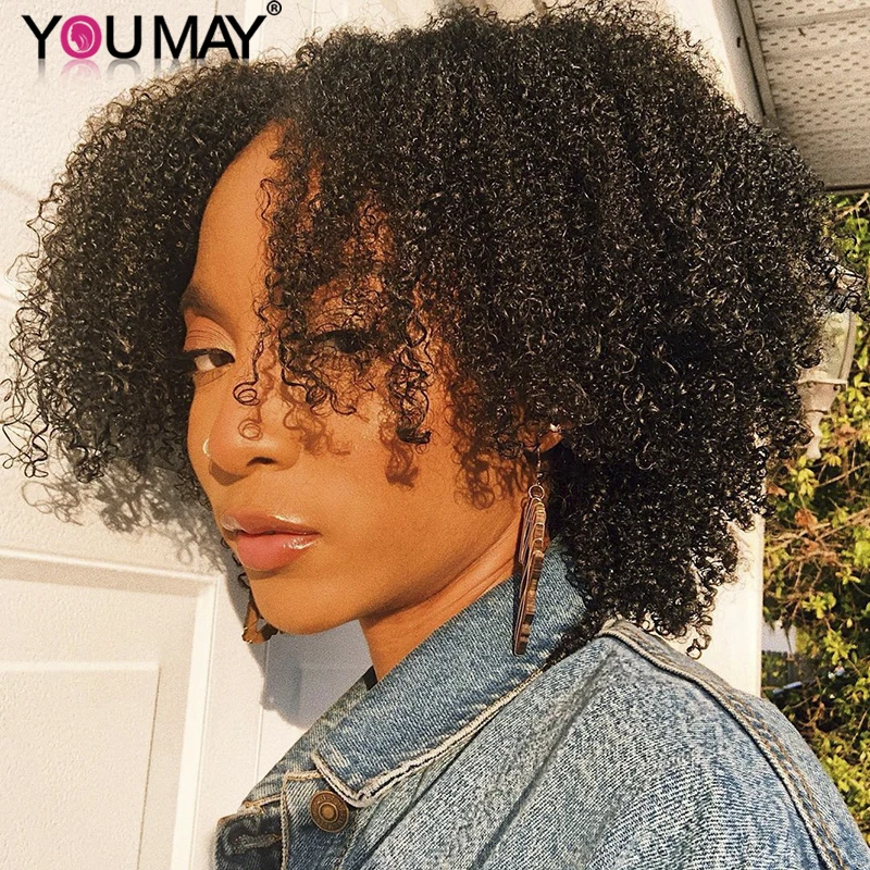 3B 3C Kinky Curly Clip In Human Hair Extensions Full Head Sets 100% Human Hair Natural Black 200g Clip Ins Peruvian You May Remy