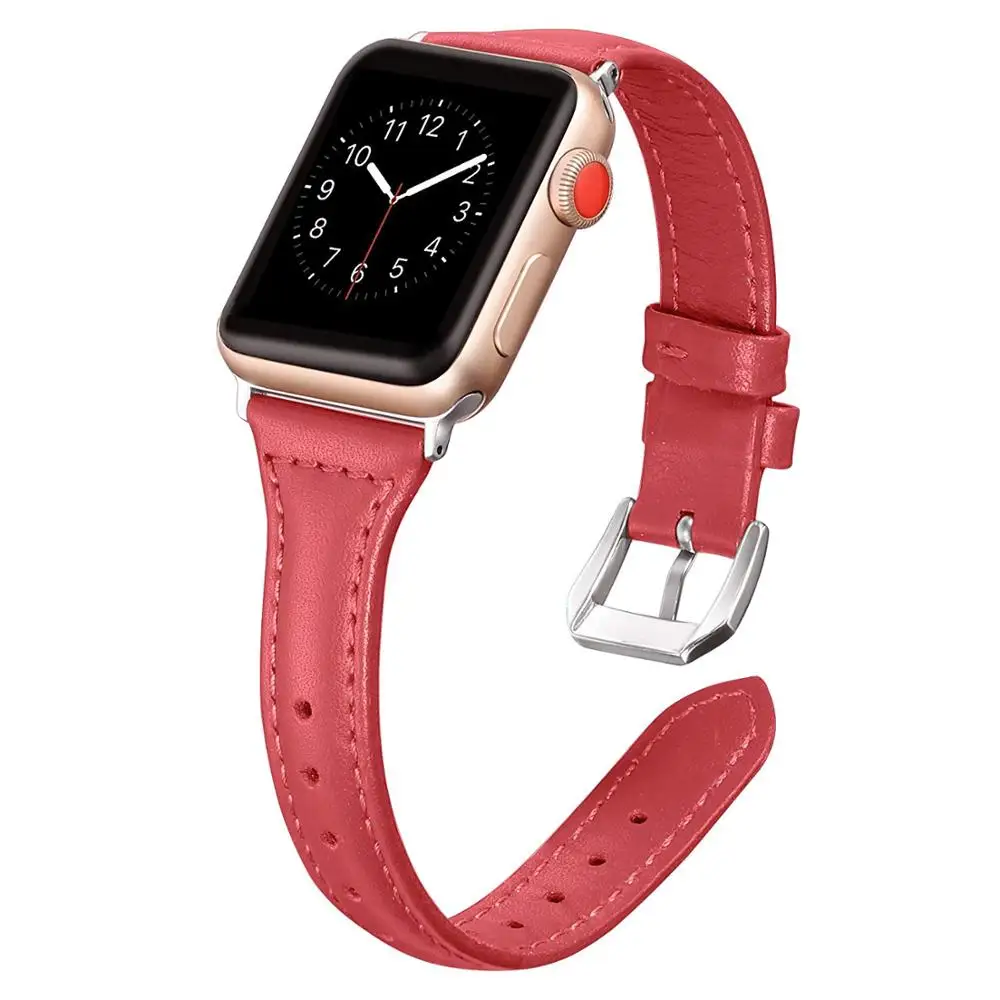 red С цветочным узором ремешок для apple watch, ремешок 42 мм, 38 мм, ремешок для наручных часов iwatch, Версия 44 мм 40 мм Series 5/4/3/2/1 кожаный ремешок correa спортивный браслет - Цвет ремешка: red