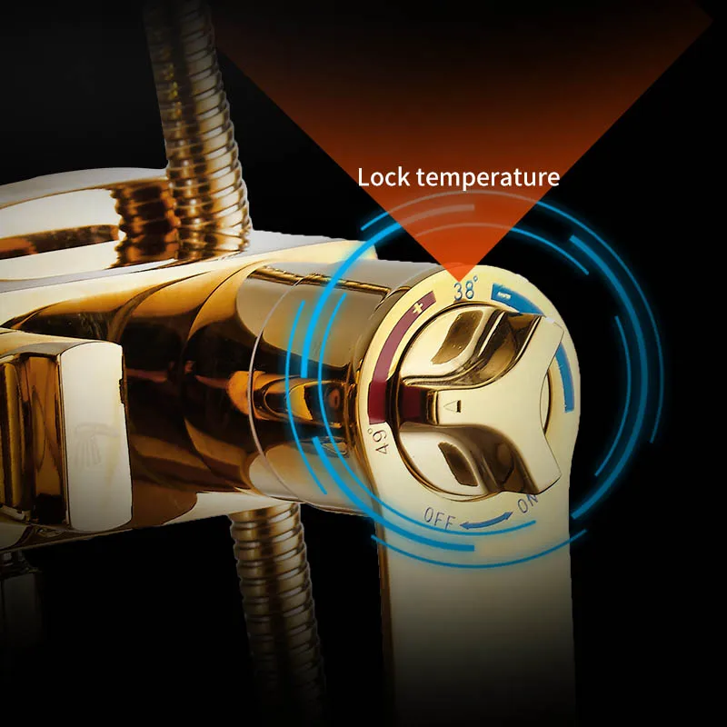 spa bathroom shower set gold imitation gold surface shower rain shower head bath shower mixer with hand shower faucet rainfall free global shipping