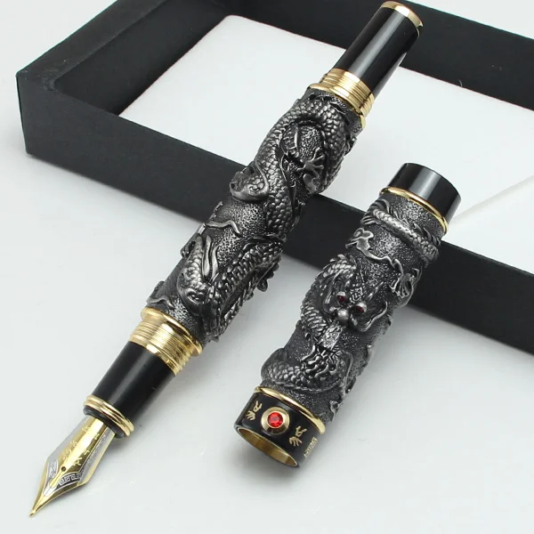 005 JINHAO, золотистая, серебряная, коричневая перьевая ручка "Два дракона, играющие с жемчужиной", резная, без подарочной коробки - Цвет: 005