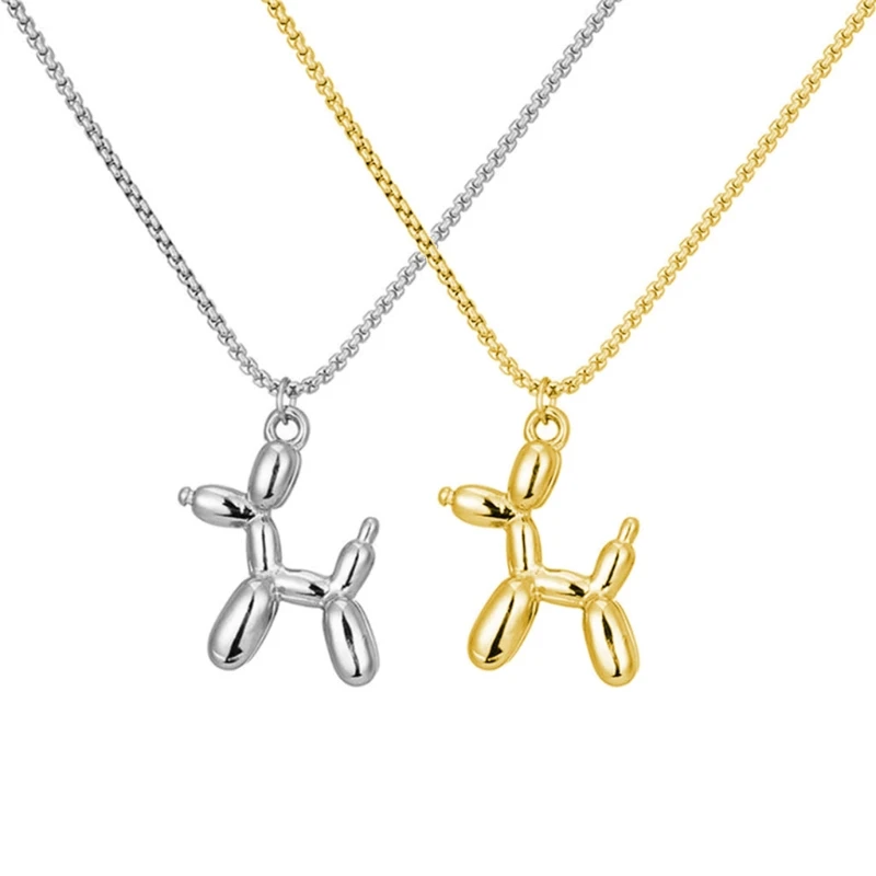 

Trendy Cute 3D Balloon Dog Animal Pendant Necklaces For Women Men Couples Matching Best Friends Hip-hop Jewelry Gifts Wholesale