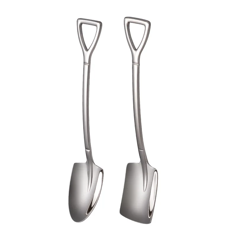 

304 stainless steel spoon creative shovel spoon coffee spoon stir web celebrity golden Korean long handle dessert spoon