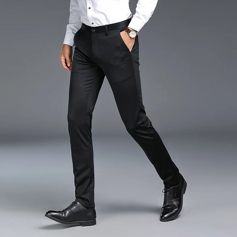 

High grade Korean men's casual pants slim business trousers fashion straight PANTS YOUTH elastic pants