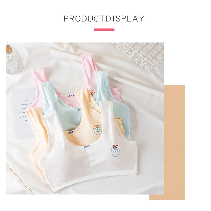 

2021 Little Girls Soft Sport Bra Cotton Spandex Small Vest Design Wireless Bralette for Kids N66