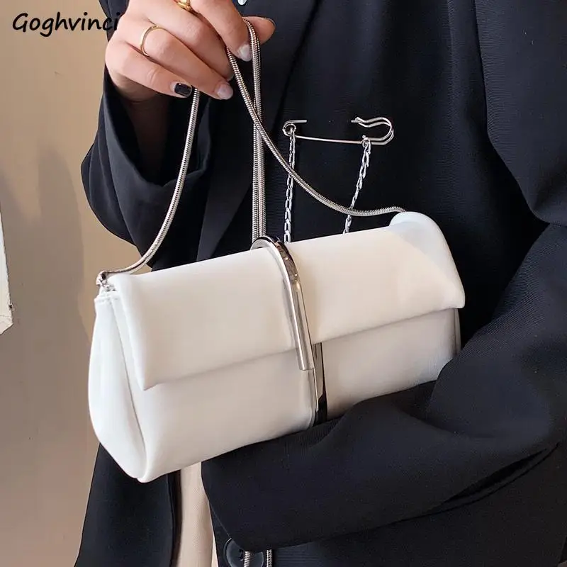 

Сумка на плечо из искусственной кожи для женщин, простой элегантный повседневный Универсальный нежный современный нежный саквояж с металл...