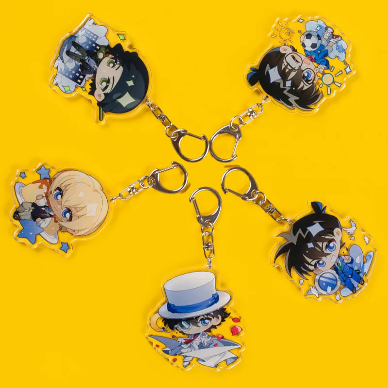 

Suspense Anime Conan Keychain Cute Cartoon Character Kuroba Kaito Haibara Ai Acrylic Keyring Classic Comic Fans Holder Pendant