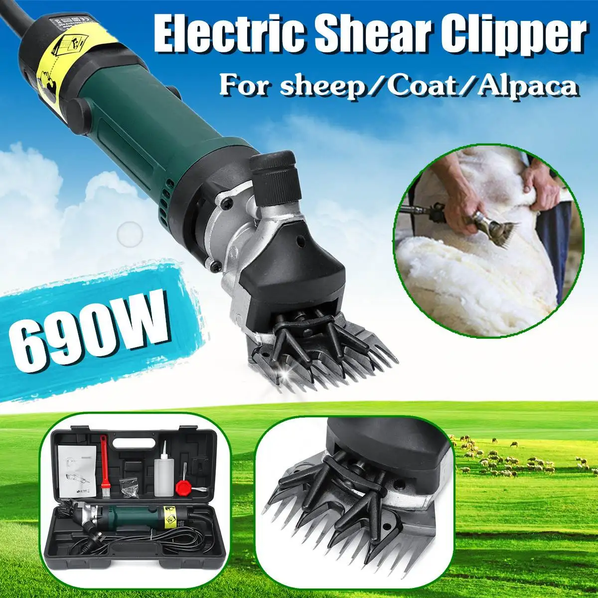 

Electric Sheep Goat Shearing Machine 690W 6 Speed Adjustable Shearing Clipper Wool Scissor Electric Shears With Box US / AU Plug