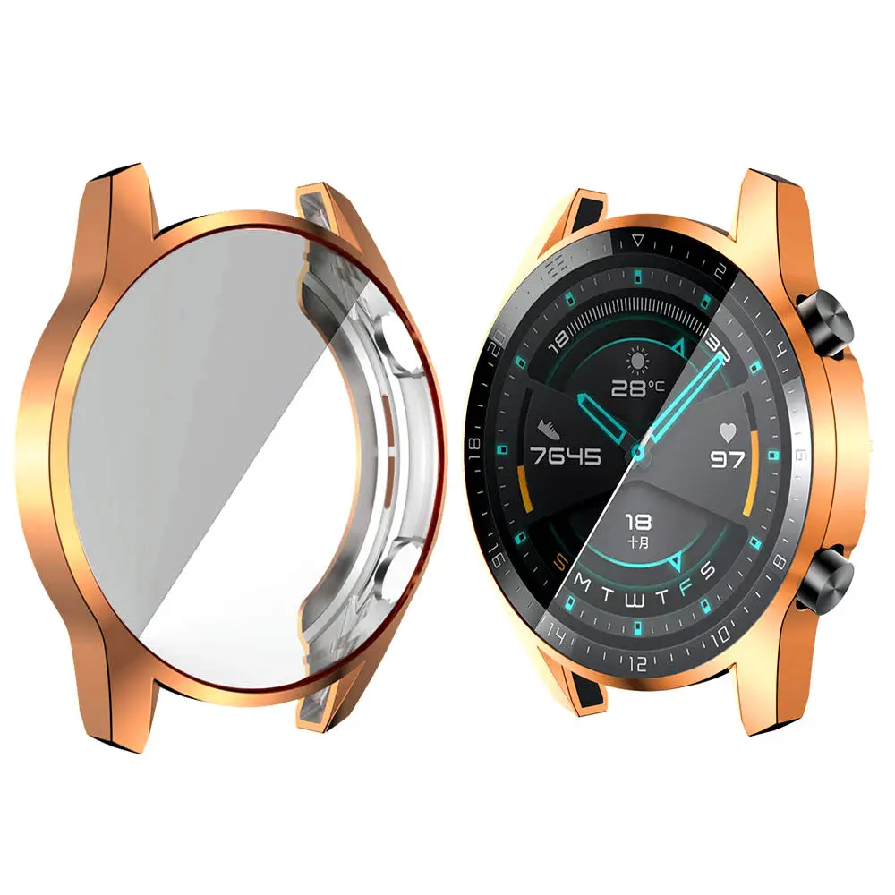 rose gold Huawei watch GT чехол для huawei watch gt ремешок чехол Мягкий ТПУ покрытие все вокруг Защитный чехол оболочка умные часы аксессуары M25 - Цвет ремешка: rose gold