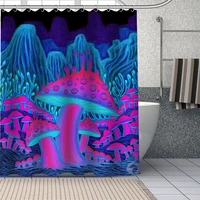 psychedelic mushroom pattern polyester bath curtain waterproof shower curtains diy bath screen printed curtain for bathroom