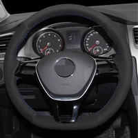 diy black faux leather car steering wheel cover for volkswagen vw golf 7 mk7 new polo jetta passat b8 tiguan sharan