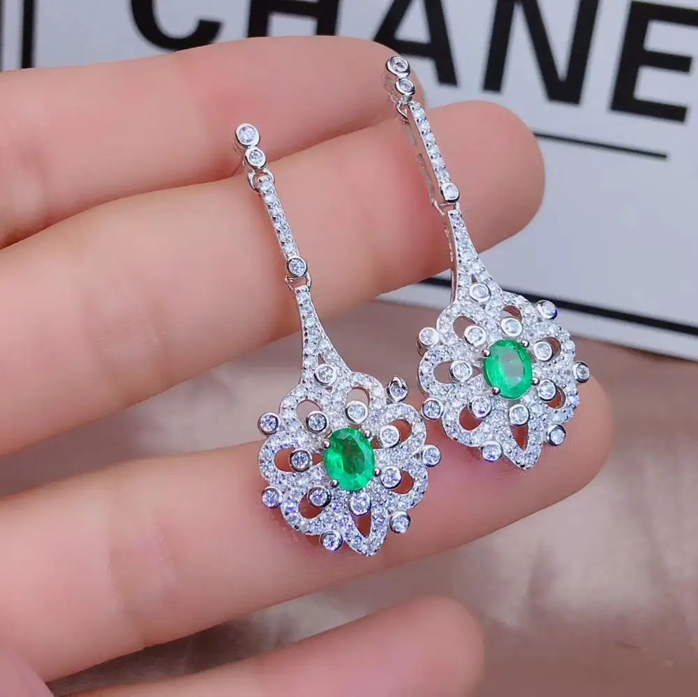 

Columbia Emerald Gemstone Simple Jewelry Set Real 925 Sterling Silver Green Stone Wedding Jewelry for Women