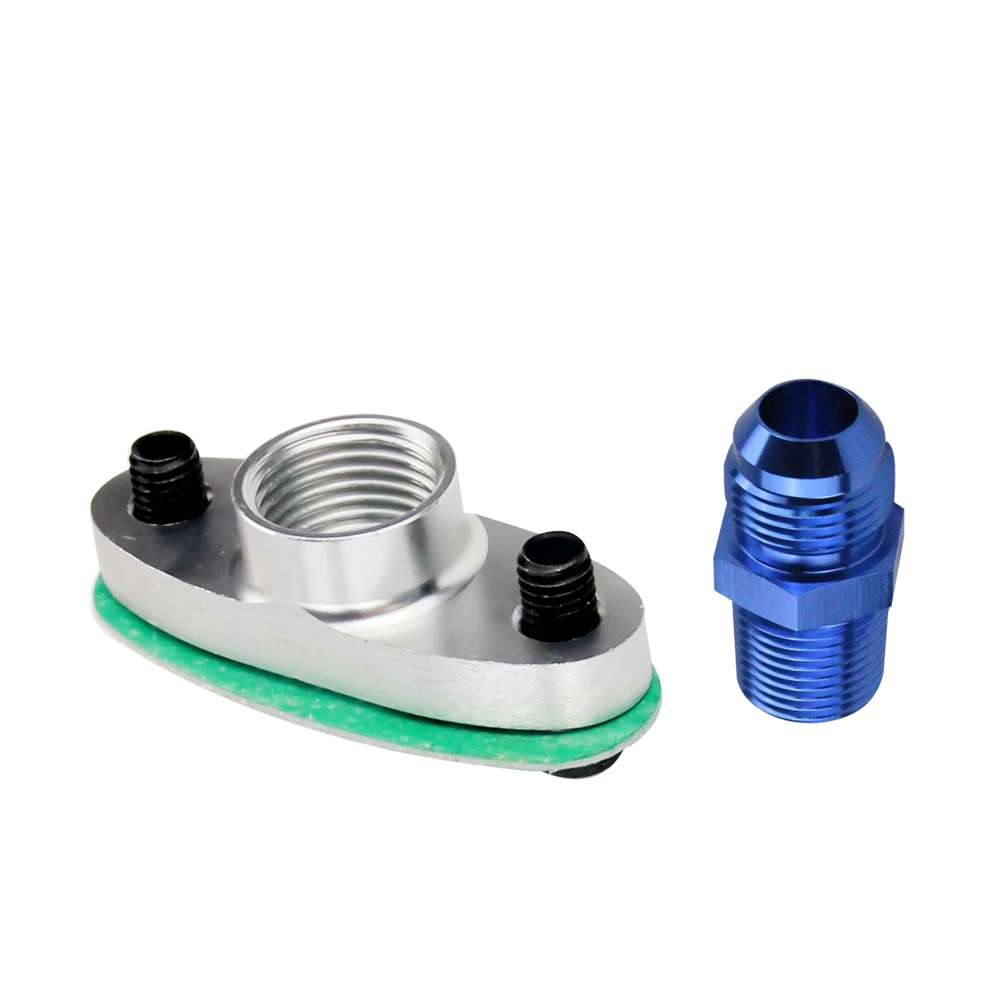 LPXWM - 1/2 NPT мама Алюминий слива масла турбо-фланец T3 T4 T04 GT40 GT55 серебро + TO10AN клеш