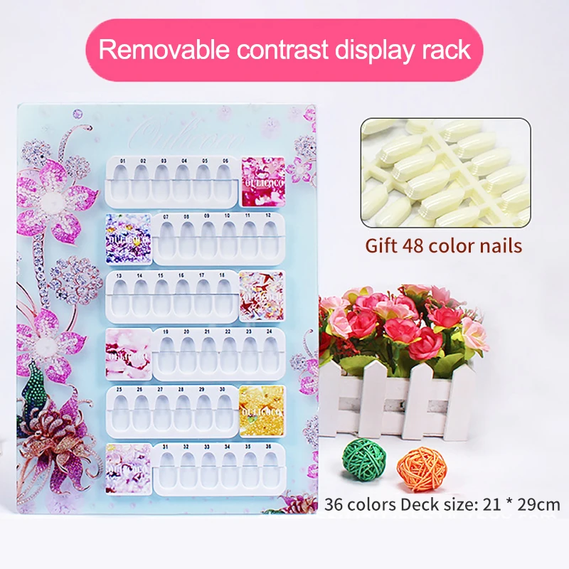 

36/48 Colors Nail Tips Display Stand Board Professional Model with Fake Tips Nail Display Showing Card Gel Polish Color Chart