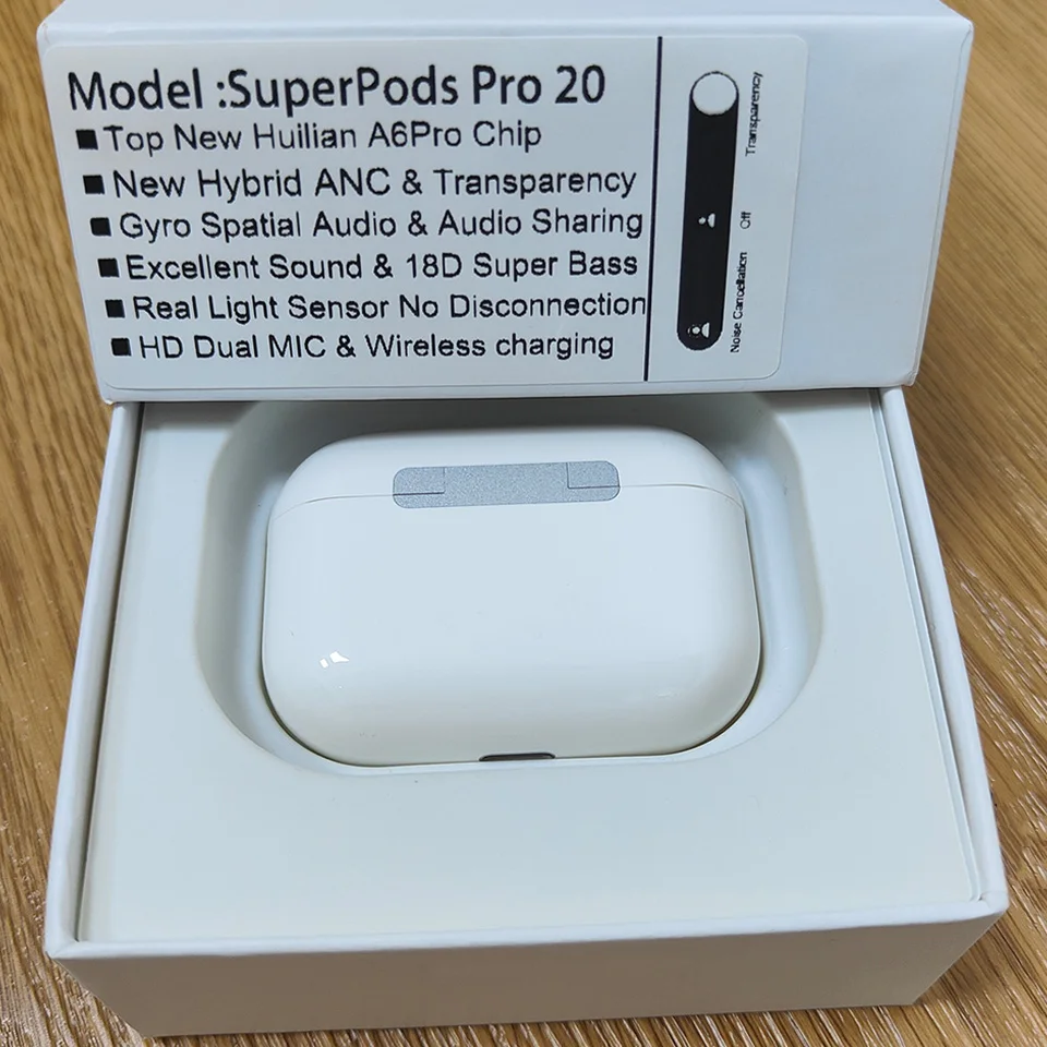 

Superpods Pro 20 TWS Wireless ANC Earphones Bluetooth For Airpoddings Pro 3 Earbuds Spatial Audio Noise Cancelling Super Bass