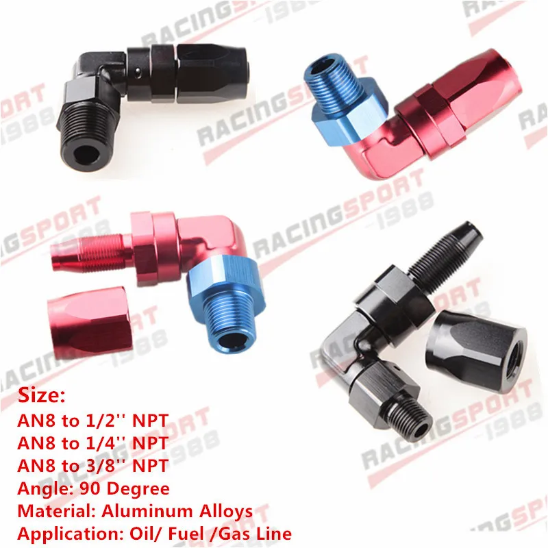 AN8 до 1/4 &quot1/2'' 3/8 ''NPT 90 градусный алюминиевый стандартный адаптер|Подача и