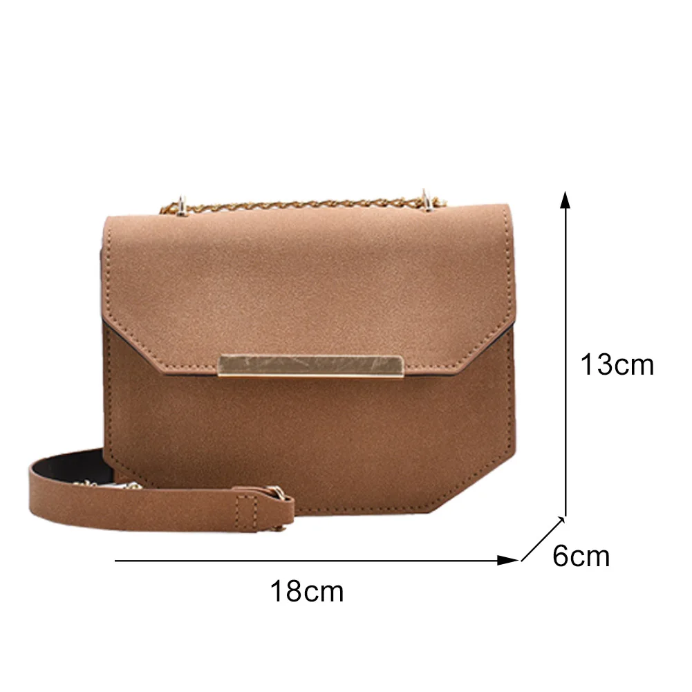 

Fashion Scrub PU Leather Messenger Bag Women Flap Chain Shoulder Purse Female Solid Street Handbag Tote
