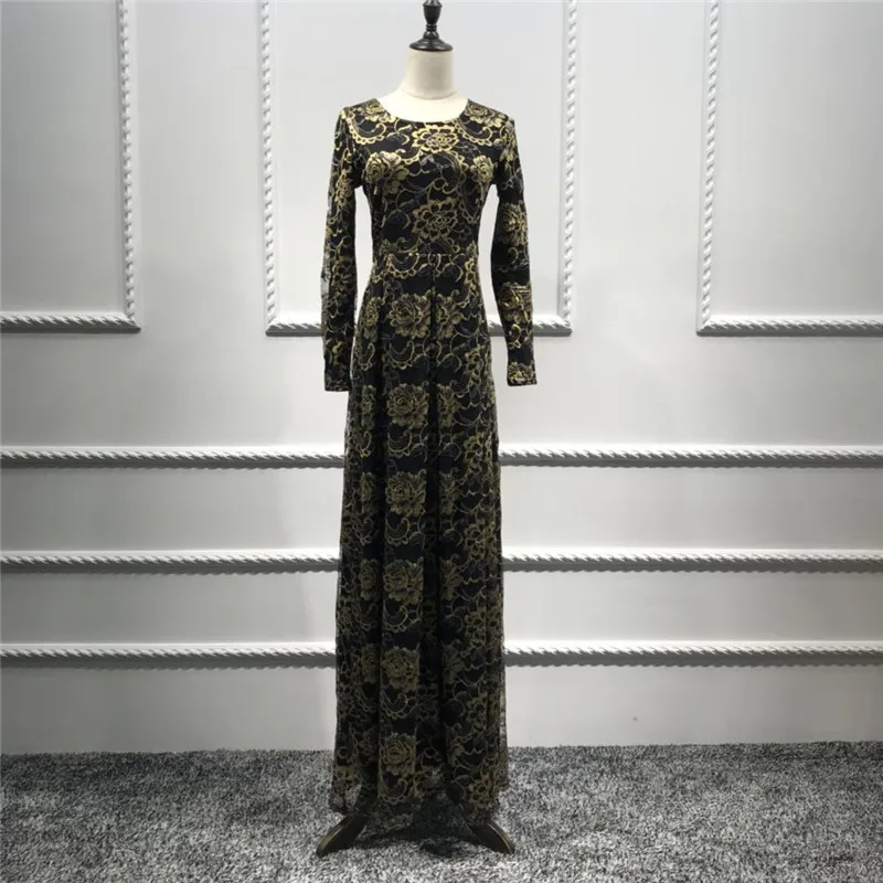 Мусульманское женское платье для выпускного бала Abaya высококачественное Золотое