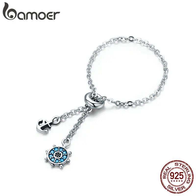 BAMOER,, подлинные, 925 пробы, серебро и руль, цепь, звено, регулируемые, женские кольца для женщин, хорошее ювелирное изделие, подарок SCR236