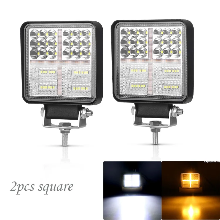 2 pcs square 126W Nlpearl 126 Вт мигает Предупреждение автомобиля протовотуманная подсветка квадратный 12V 24V 3000 K/6000 K противотуманная фара в сборе светодиодный Strobe Light полиции для 4X4 - Цвет: 2 pcs square 126W