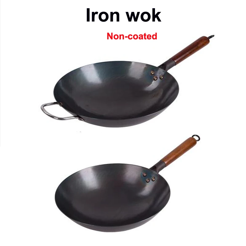 Железный вок чугунная сковорода без покрытия кастрюля общего назначения для