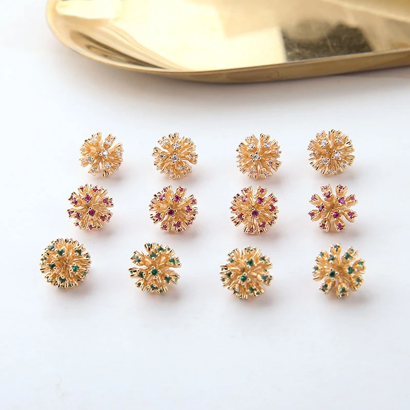 10 шт Новая мода кулон 18k Настоящее золото Циркон снежинка шар Diy ювелирные изделия