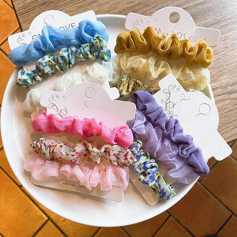 

3pcs/Set Solid Chiffon Elastic Hair Bands Women Headband Scrunchie Rubber Band Girls Ponytail Holder Fashion Hair Accessories