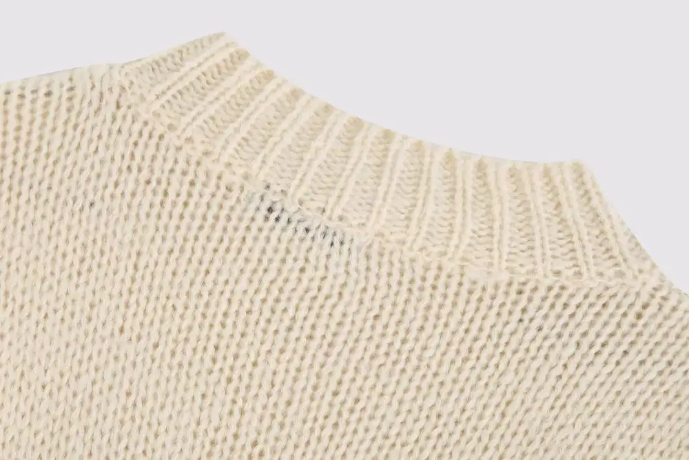 Dropshipping elegant Light Green Loose Knitted Retro Long sleeve Women Sweater casual vintage streetwear Tops | Женская одежда