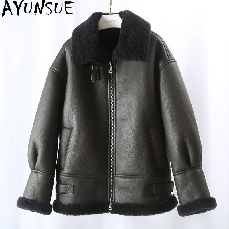 

JCBC 2021 Real Fur Coat Women Motorcycle Female Jacket Sheep Shearling Warm Winter Women's Clothing Fashion Ropa De Mujer 64