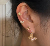 girafe trendy girl butterfly earrings cool cute ear cartilage small piercing stud ear clip insect animal jewellery