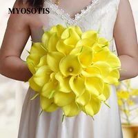30pcs real touch artificial calla lily flower bouquet christmas home garden wedding birthday party decor yellowwhite flowers