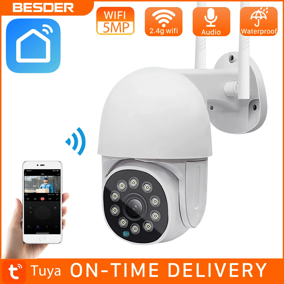 BESDER 5MP 4X Zoom IP камера Wi Fi 3MP Tuya Smart Ai Автоматическое слежение за домашней камерой