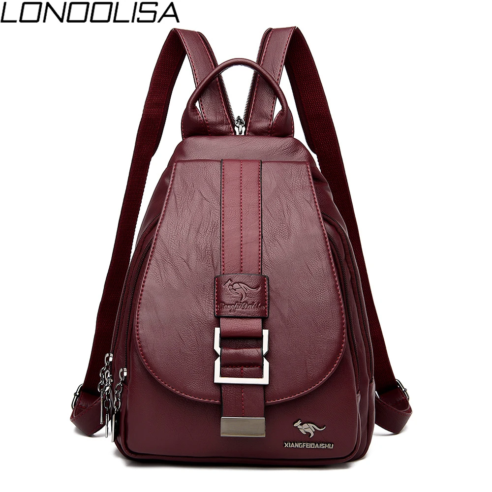 Повседневный Рюкзак из мягкой натуральной кожи для женщин Модный школьный ранец